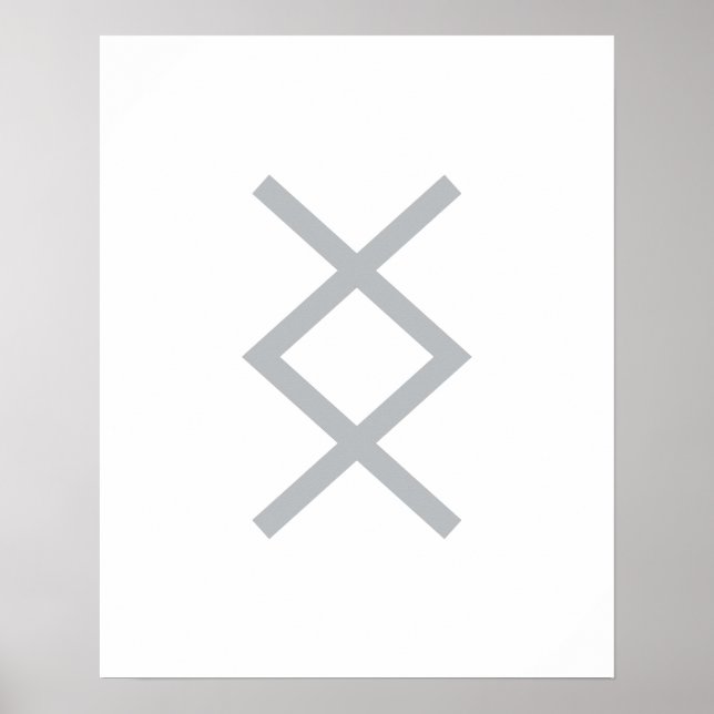 Grey Geometric Inguz (The God Ing) Viking Rune Poster (Front)