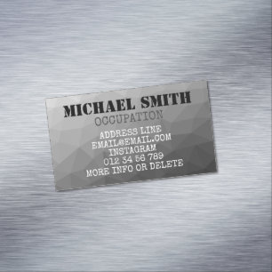 Grey geometric mesh pattern Monogram Magnetic Business Card