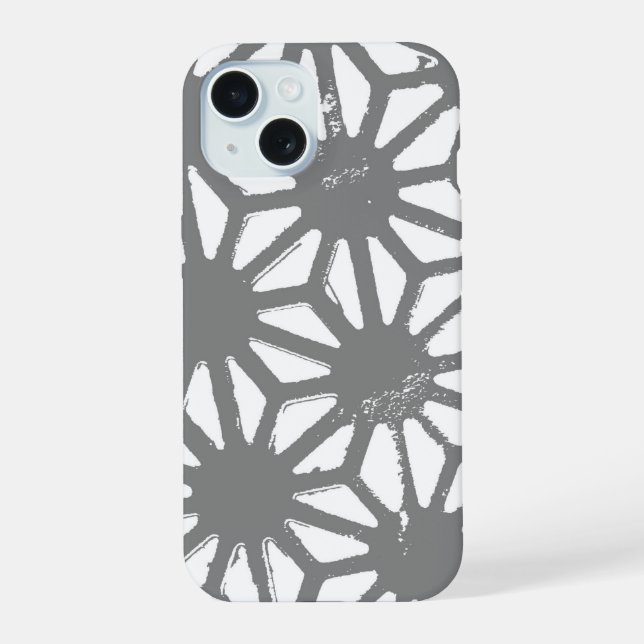 Grey geometric pattern iPhone 15 case (Back)