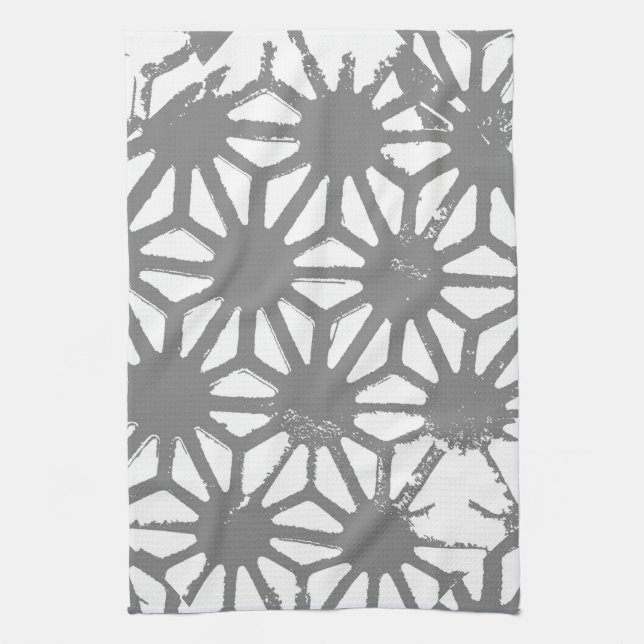 Grey geometric pattern kitchen towel (Vertical)