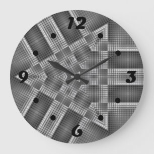 Grey Geometric Pattern Large Clock