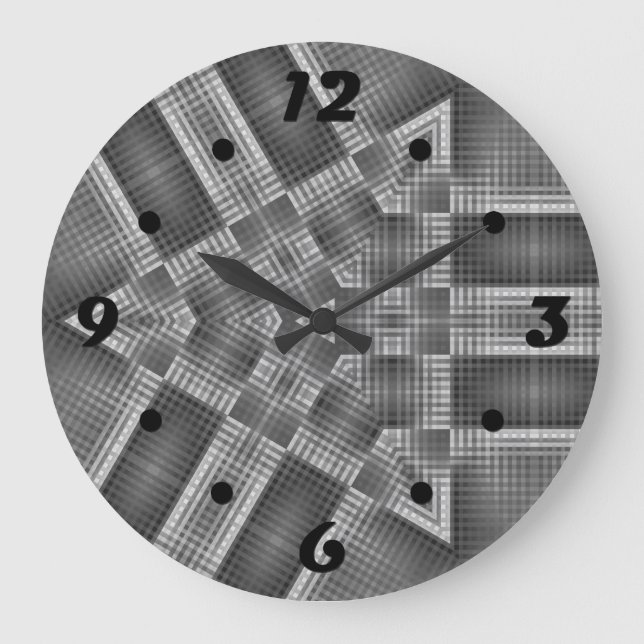 Grey Geometric Pattern Large Clock (Front)