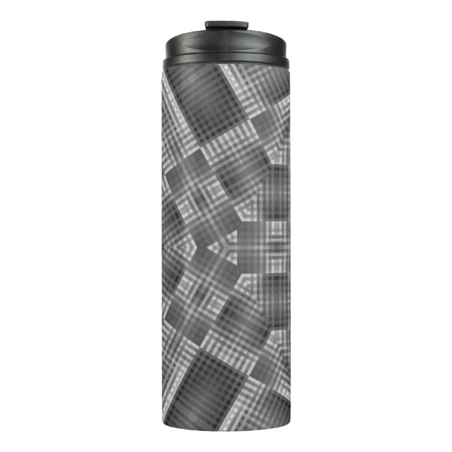 Grey Geometric Pattern Thermal Tumbler (Front)