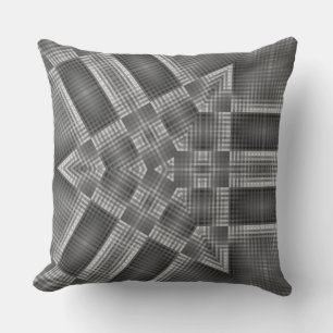 Grey Geometric Pattern Throw Pillow