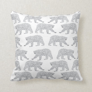 Grey Geometric Polar Bear Design - Minimal Baby Throw Pillow