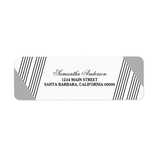 Grey Geometric Stripe Address Labels (Front)