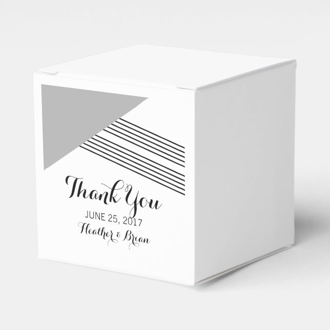 Grey Geometric Stripe Favour Boxes (Front Side)