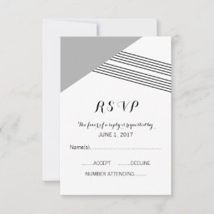 Grey Geometric Stripe Response Card