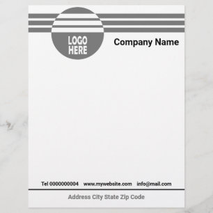 Grey geometric stripes with logo and QR code Letterhead