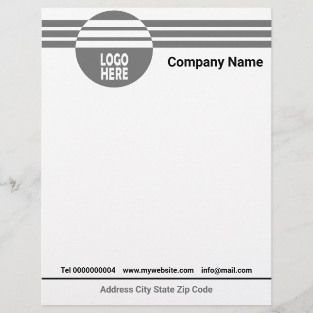Grey geometric stripes with logo and QR code Letterhead (Front)