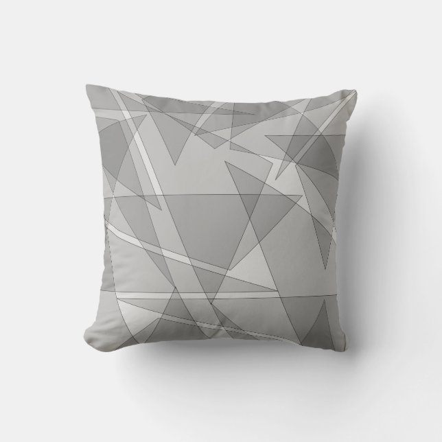 Grey Geometric  Throw Pillow (Front)