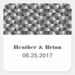 Grey Geometric Triangles Wedding Stickers