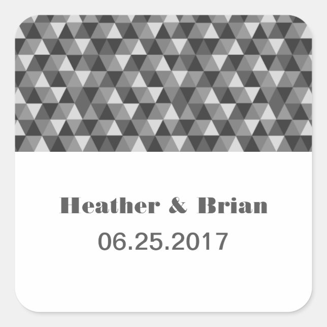 Grey Geometric Triangles Wedding Stickers (Front)