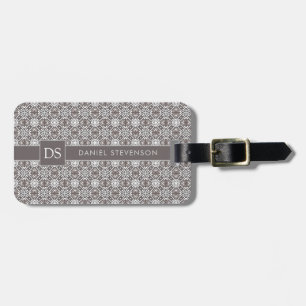 Grey Geometrical Modern Batik Pattern Luggage Tag