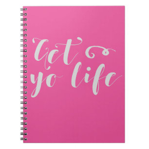 Grey Get Your Life Typography Notebook