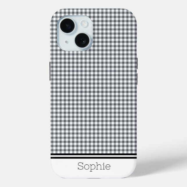 Grey Gingham Custom Samsung Case-Mate iPhone Case (Back)