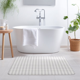 Grey Gingham Farmhouse Bathroom Decor Bath Mat