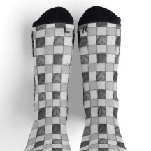 Grey Gingham Heart socks