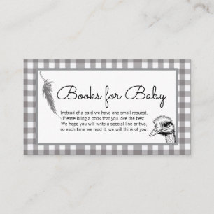 Grey Gingham Ostrich Books for Baby Enclosure Card