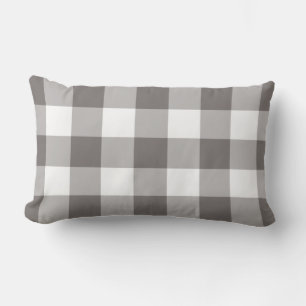 Grey Gingham Pattern Chequered Lumbar Pillow