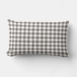 Grey Gingham Pattern Chequered Lumbar Pillow