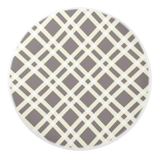 Grey Gingham Pattern Furniture Cabinet Knobs (Front)