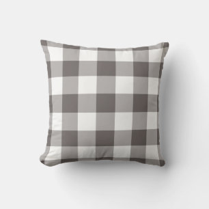 Grey Gingham Pattern Throw Pillow