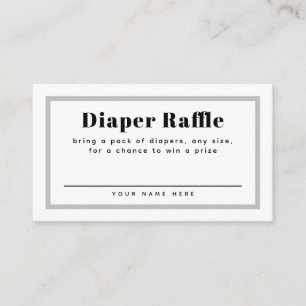 Grey Gingham Plaid Baby Shower Diaper Raffle Enclosure Card