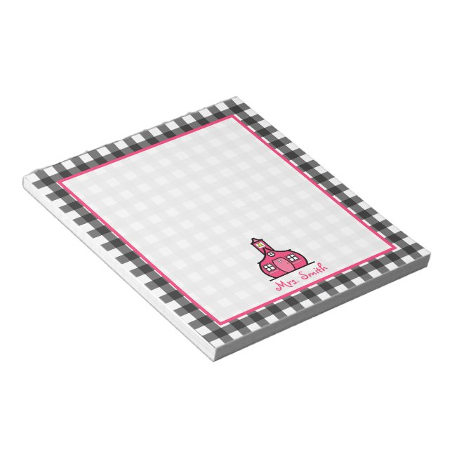 Grey Gingham Teacher Notepad (Angled)