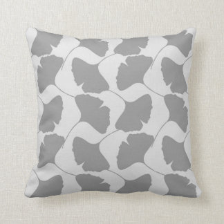 Grey Ginkgo Biloba Cascading Leaves Grey Modern Throw Pillow