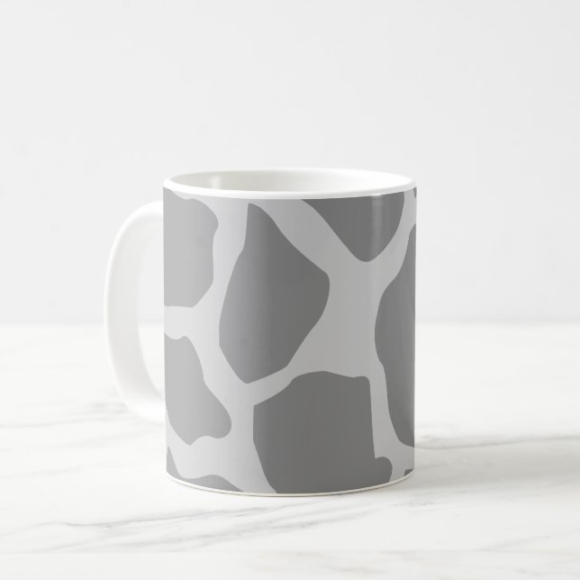 Grey Giraffe Pattern Throw Pillow Coffee Mug (Front Left)