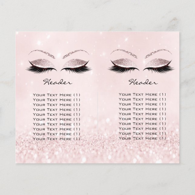 Grey Glitter Makeup Eye Lash Prices Leaflet Logo Flyer (Back)