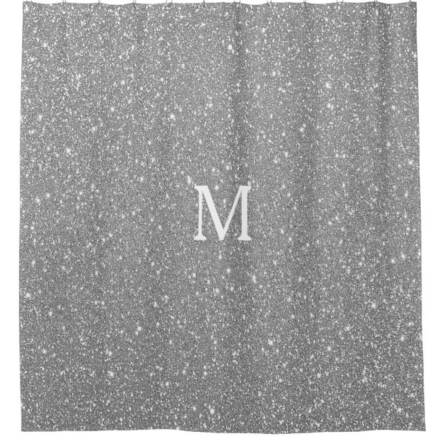 Grey Glitter Monogram Initial Custom Name Sparkly (Front)