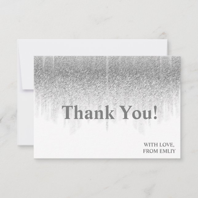 Grey glitter ombre chic thank you (Front)