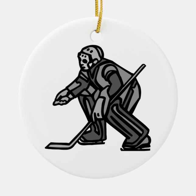 Grey Goalie Ceramic Ornament (Front)