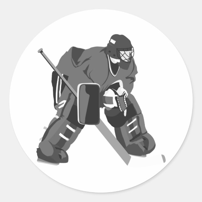 Grey Goalie Hockey Classic Round Sticker (Front)