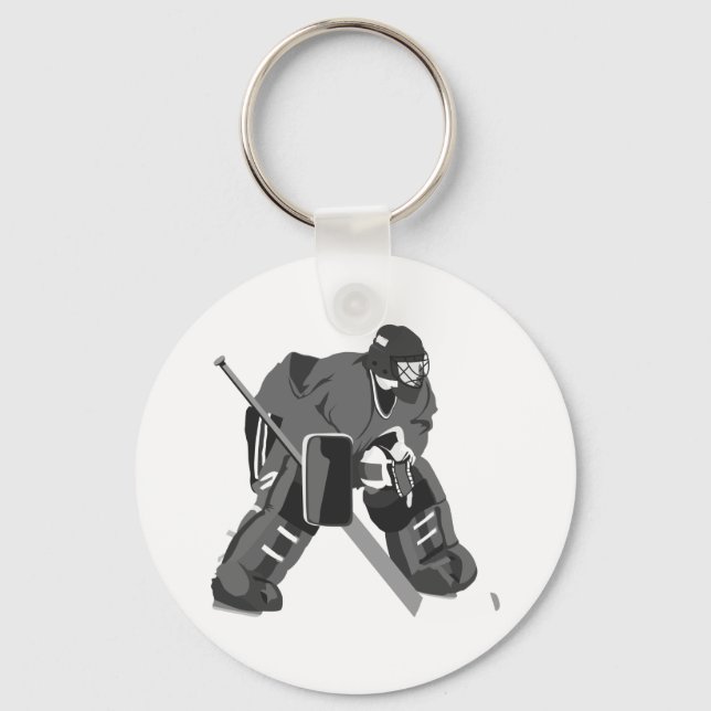 Grey Goalie Hockey Keychain (Front)