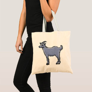 Grey Goat Sketch Rustic Farm Animal Tote Bag