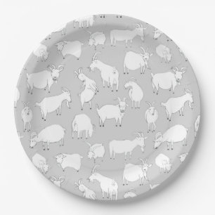 Grey Goats Playing Paper Plate