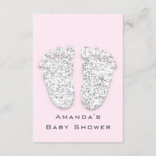 Grey Gold Baby Shower Feet Foot Silver Girl Pink Invitation