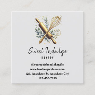 Grey Gold Baking Utensil Square Bakery Business Card