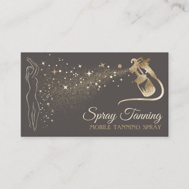 Grey Gold Beige Body Tan Spray Business Card (Front)