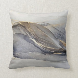Grey Gold Black Marble Pretty Elegant Classy Throw Pillow