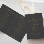 Grey Gold Classic Folded Wedding Program<br><div class="desc">This grey gold classic folded wedding program is perfect for a modern wedding. The simple and elegant design features classic and fancy script typography in burnt gold. 

Include a quote or short message,  order of service,  wedding party and thank you message.</div>