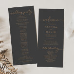 Grey Gold Classic Wedding Program<br><div class="desc">This grey gold classic wedding program is perfect for a modern wedding. The simple and elegant design features classic and fancy script typography in burnt gold.</div>