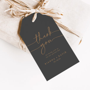 Grey Gold Classic Wedding Thank You Gift Tags