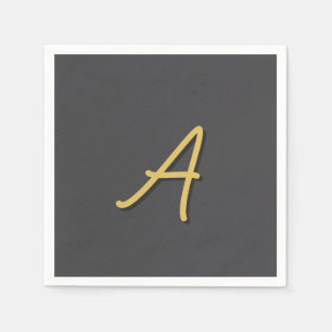 Grey Gold Color Monogram Professional Napkin
