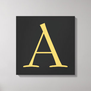 Grey Gold Colour Monogram Professional Canvas Print