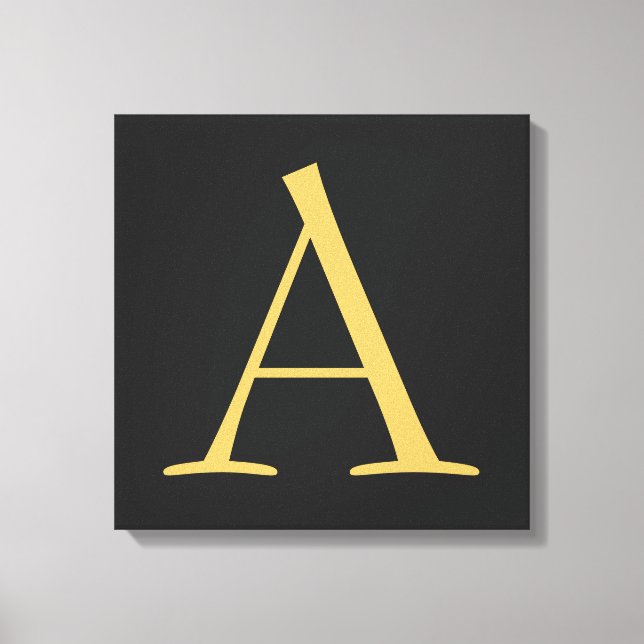 Grey Gold Colour Monogram Professional Canvas Print (Front)
