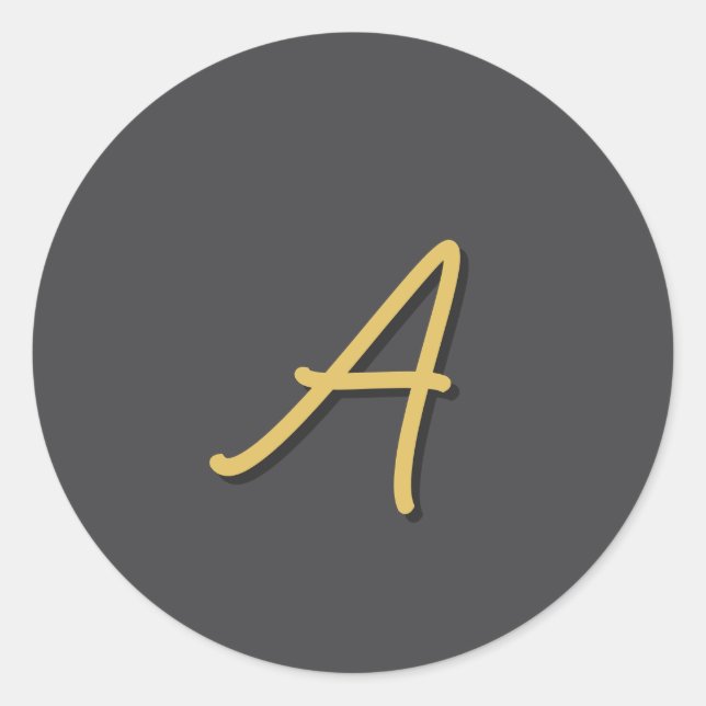 Grey Gold Colour Monogram Professional Classic Round Sticker (Front)